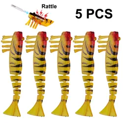 5pcs 85mm/100mm Jointed Shrimp Soft Bait Luminous Plastic Prawn Soft Fishing Lure Freshwater Saltwater
