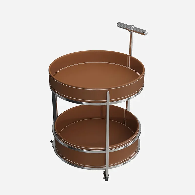 

Light luxury, sofa, side table, movable, hotel, guest room, saddle leather, trolley, household