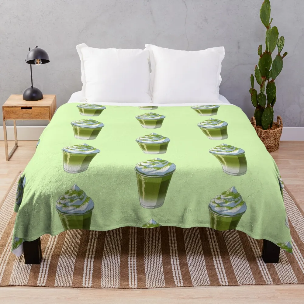 Matcha Latte Anime Style Throw Blanket for babies Blankets Sofas Of Decoration Flannels Quilt Blankets