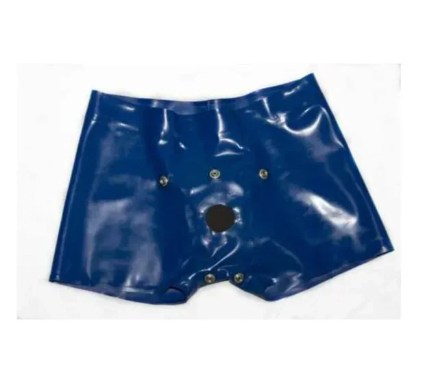 Latex Catsuit Rubber Gummi Male Hole Cover Short Pants Front Customize 0.4mm Fetish Men Underwear