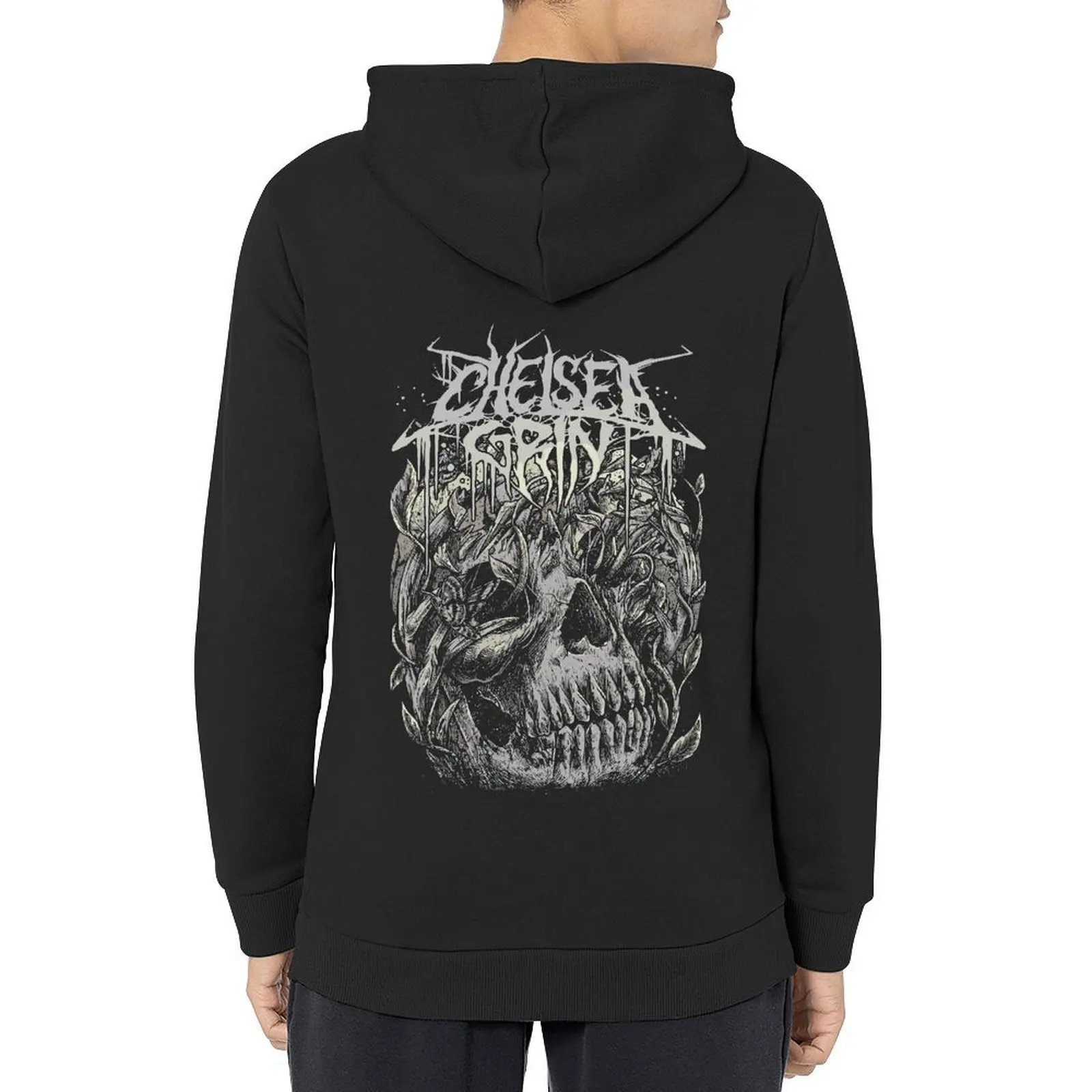 Chelsea Grin Deathcore Band Hoodie Unisex Vintage Thorn Skull Graphic Pullover Sweatshirt Men Women Dark Heavy Metal Gothic Streetwear Fan Merch Gift