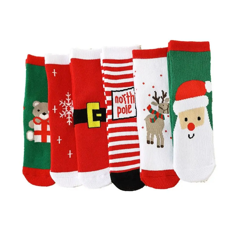 

Sweet Cotton Children Christmas Socks Elk Snowman Cartoon Hosiery Korean Style Santa Claus Mid-Tube Socks Toddle