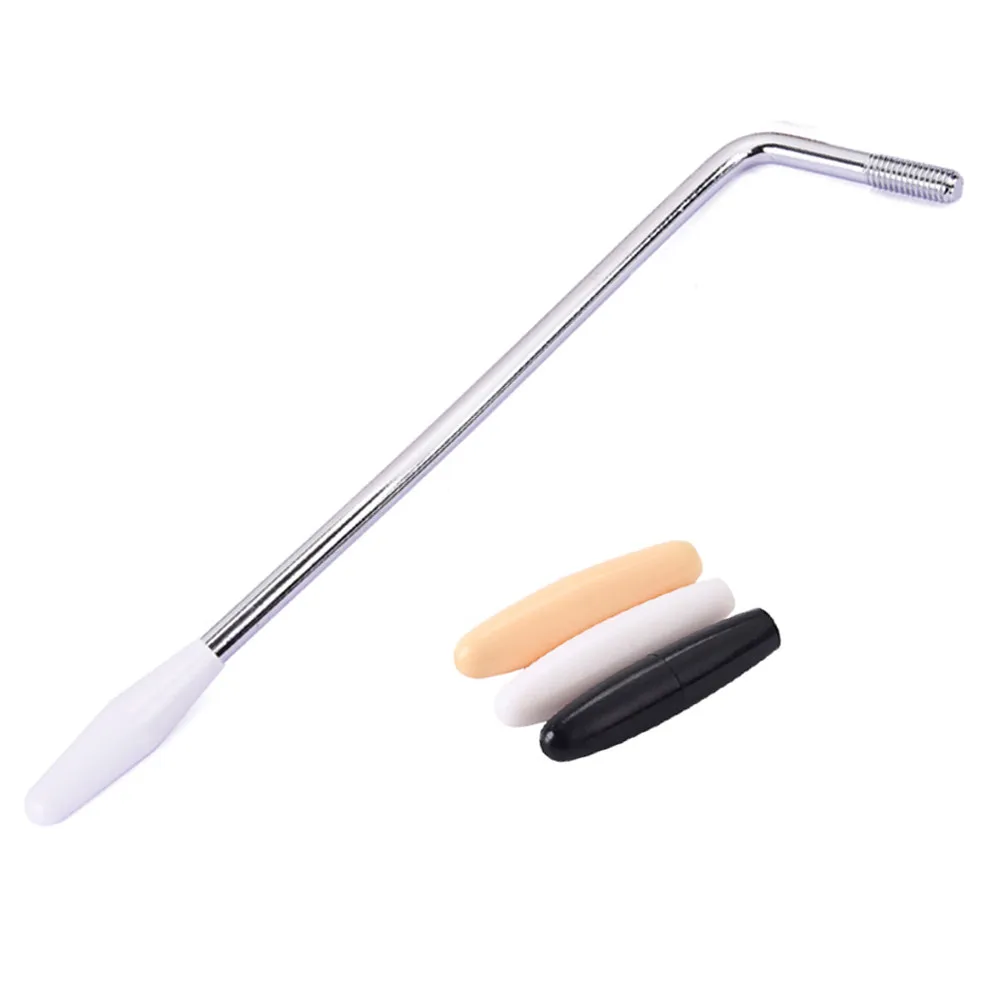 6Mm Thread Guitar Tremolo Arm Silver Single Whammy Bar Arm with 3 Caps Electric Guitar Replacement Parts Adjust String Tension