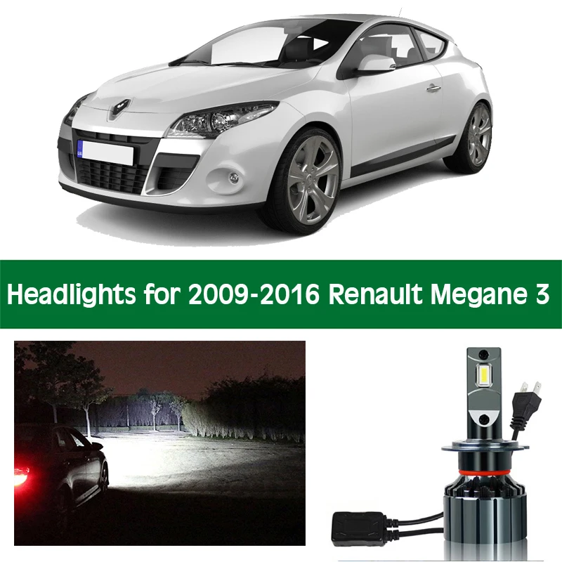 

Car LED Headlight Bulb For 2009 - 2016 Renault Megane 3 Canbus Headlamp Lamp Low High Beam Bulbs 12V Lighting Light Accessories