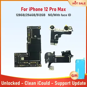 Bilashmart Fully Tested Unlocked Authentic Mainboard iPhone 12 Pro Max Motherboard With Face ID 128g 256g 512g Clean iCloud Logic Board