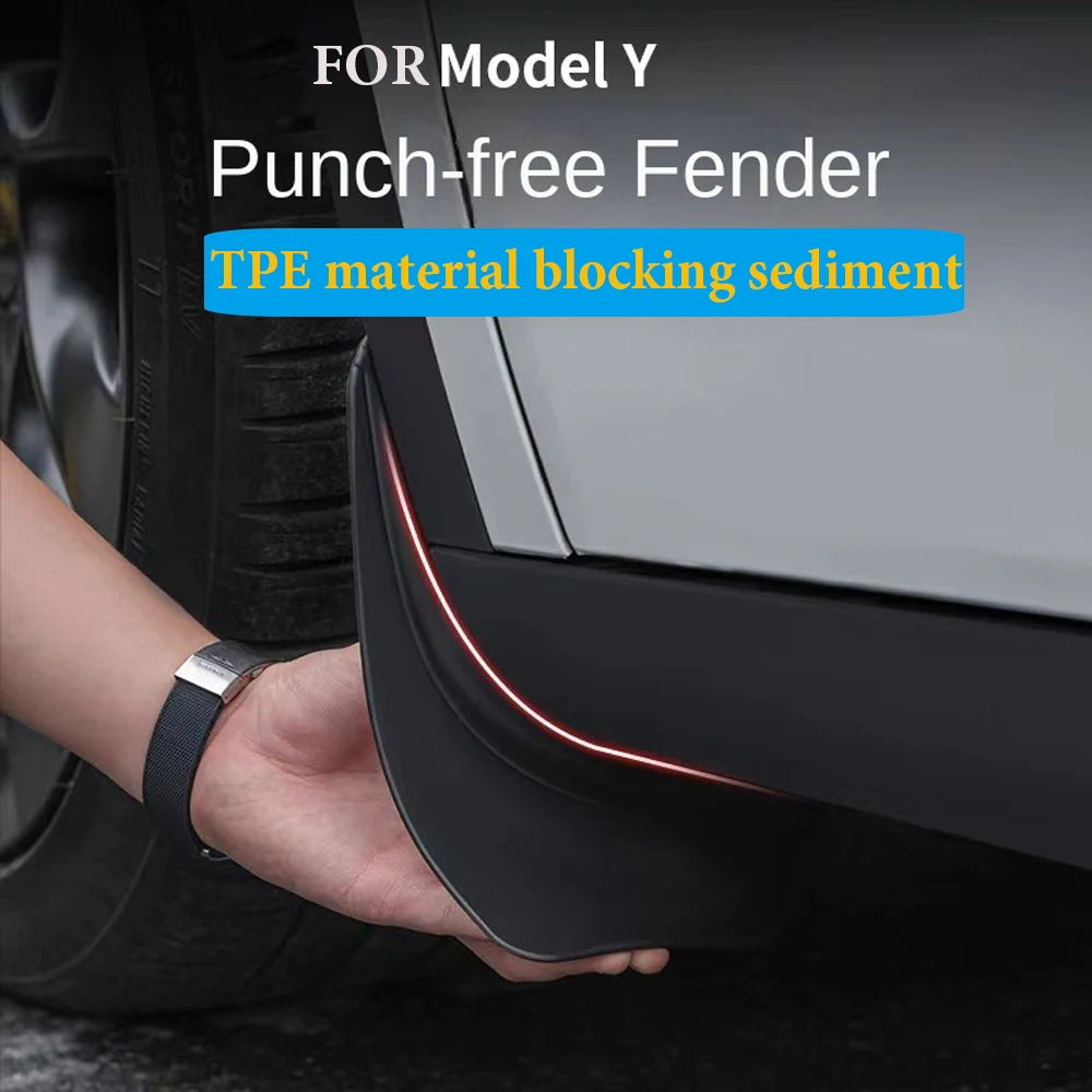 

4pcs Invisible Mud Fenders Modification Car Exterior Accessories Mudguards For Tesla Model 3 For Model Y 2020-2022