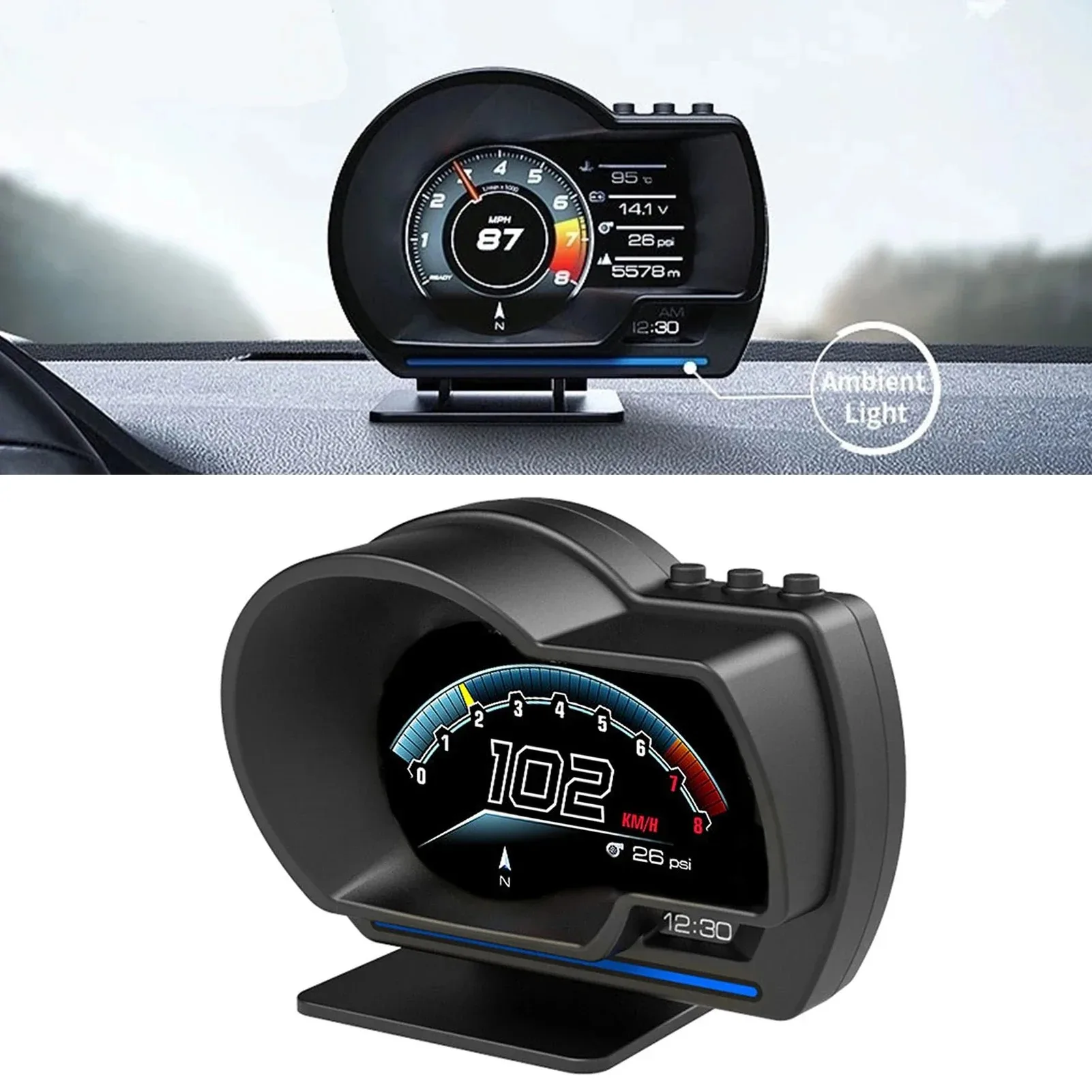 OBD2 Car Diagnostic Tool HUD GPS Speedometer Turbo RPM Alarm HD Display Universal for Cars Trucks SUV