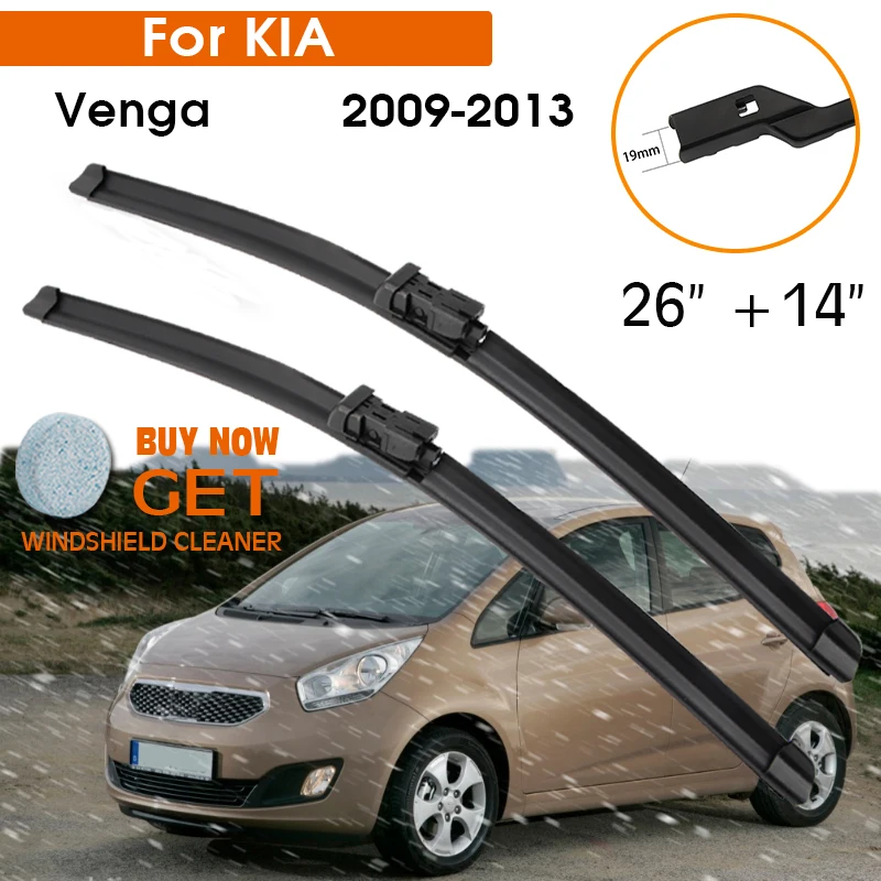 

Car Wiper Blade For KIA Venga 2009-2013 Windshield Rubber Silicon Refill Front Window Wiper 26"+14" LHD RHD Auto Accessories