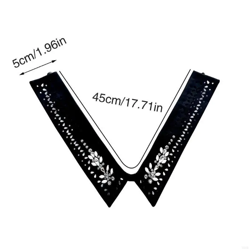 Embroidery Bead Collar Faux Collar Women Shirt Collar Sweater Decorative Collar Y08E