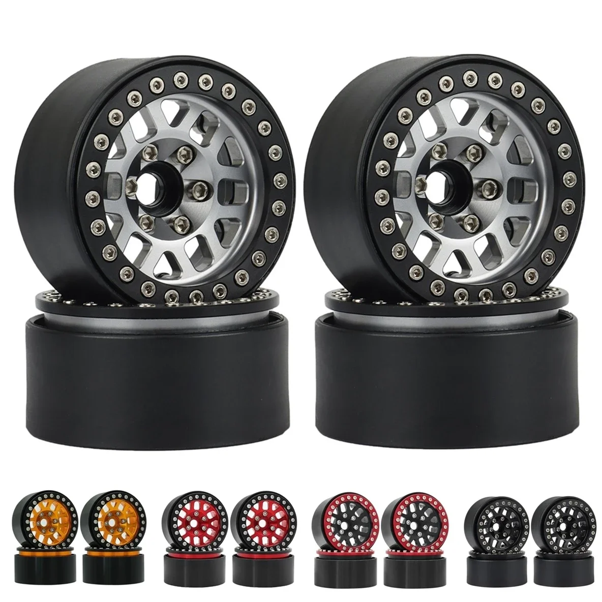 

4pcs Metal 1.9" Beadlock Wheel Rim Wheel Hub for 1/10 RC Crawler Car Axial SCX10 Traxxas TRX4 RC4WD D90 Redcat Gen8 VS4-10