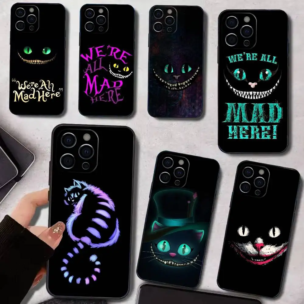 

Cool C-Cheshire C-Cat Phone Case For iPhone 17,16,15,14,13,12,11 Plus,Pro Max,Soft Silicone Black Cover