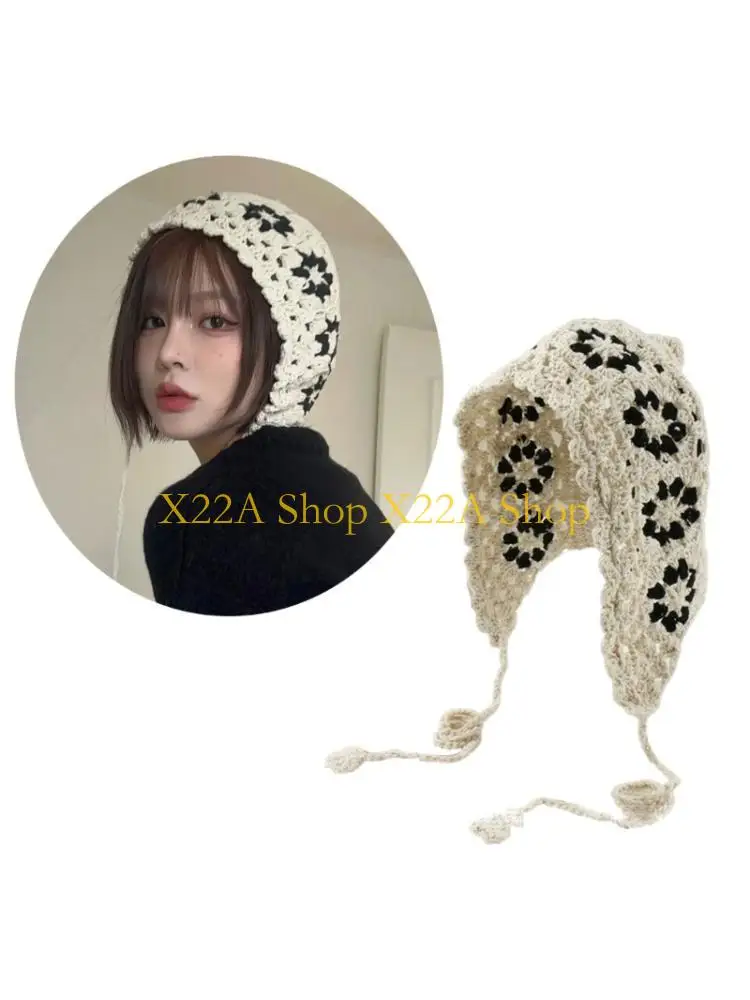 Unique Feminine Crocheted Boasting Artistic Lacework And Dangling Tassels Breathable Design Fit Fall Headwear