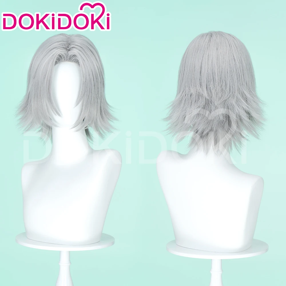 IN STOCK Hayato Gokudera Wig Anime Katekyo Hitman Reborn! DokiDoki Men 35cm Short Grey Hair Hayato Gokudera Cosplay Free Cap