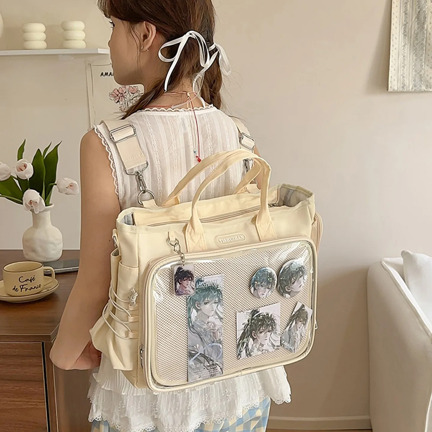 2025 New Large Capacity Transparent Backpack Japanese Style Girl Original Casual Daily Commuting Versatile Backpack