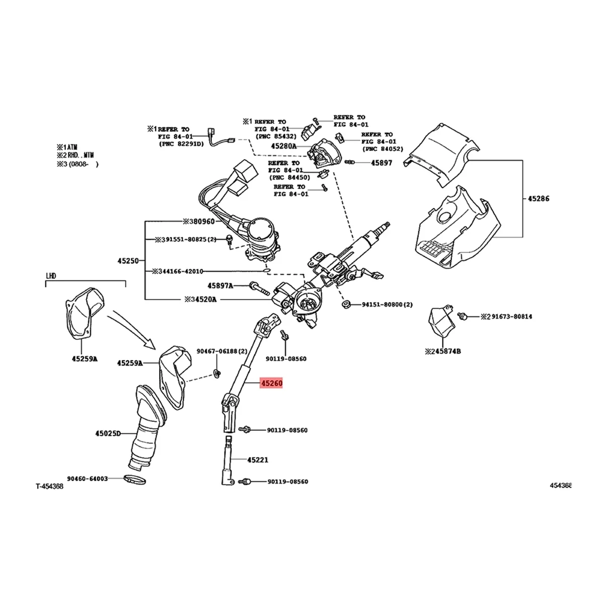 Upper Steering Column Joint / Steering Shaft Assembly 45260-42090 for 2006-2014