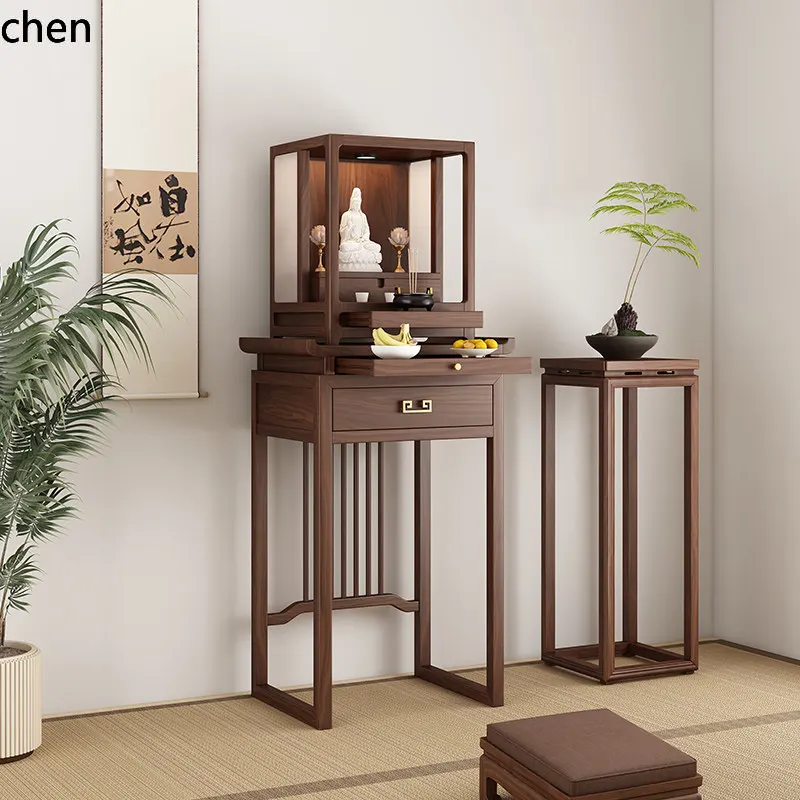 YFY  walnut solid wood altar, fairy altar, incense altar, for home buddha niche, standing cabinet  god of wealth, guanyin altar