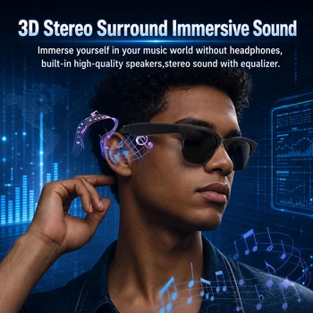 Alternative view of Smart Glasses Hands-Free Calling AI Chat Logging Music Playback Bluetooth Sunglasses for Men Touch Control Selfie Anti Glare