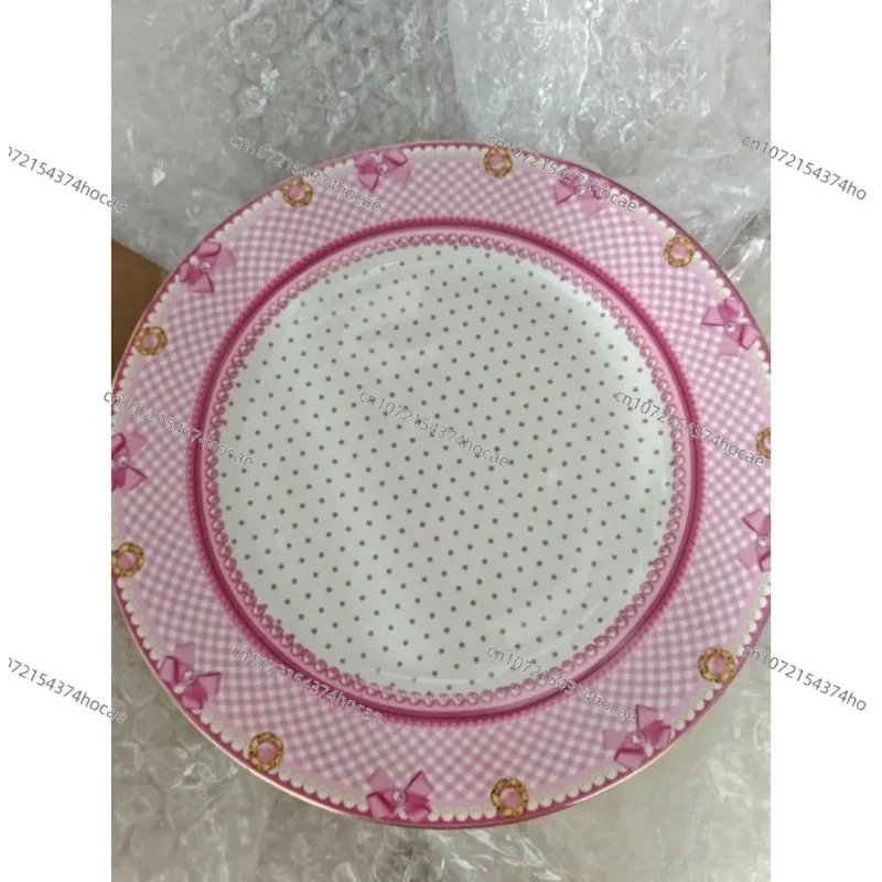 Pink Heart Shaped Ceramic Plate Lace Leopard Pattern Dessert Dish Breakfast Tray Afternoon Tea Tableware Home Kitchen Accessory