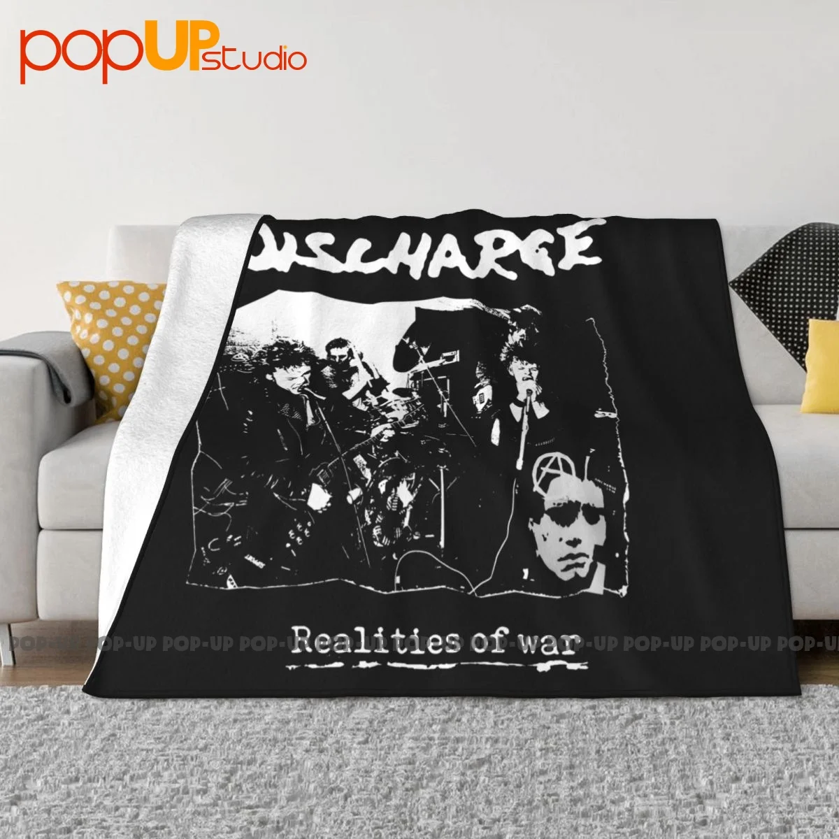 Discharge Realities Of War Punk Rock Hardcore Dbeat Blanket Raschel Coral Fleece Sofa Decorative