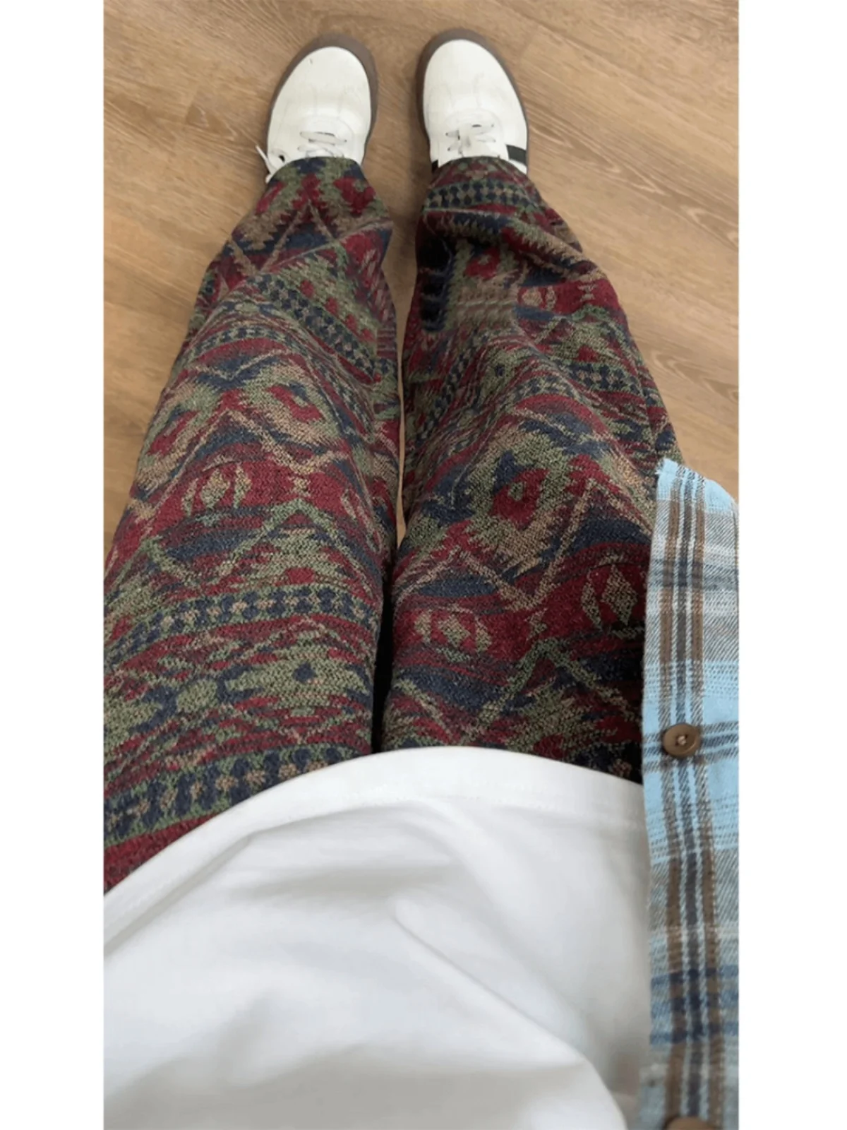 

Винтажные вязаные брюки мужские, осенне-зимние, дизайнерские, с цветочной вышивкой, повседневные длинные брюки, плотные спортивные штаны