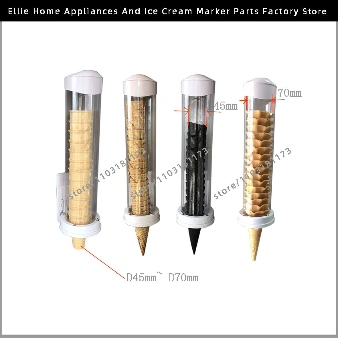 40cm Ice Cream Cones Barrel Holder Wafer Dispenser Tray Cup Magnet Type Easy Installation