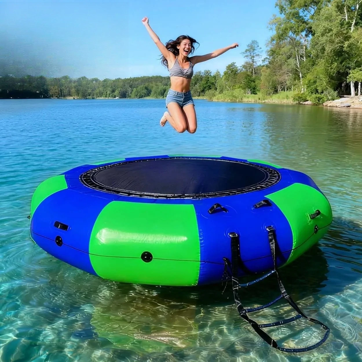Customized Color PVC Material Outdoor Pool Inflatable Water Trampoline   Floating