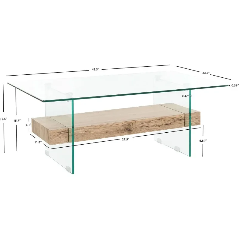 Modern Style Natural Glass Coffee Table Tea Table Suitable for Bedroom Office Living Room