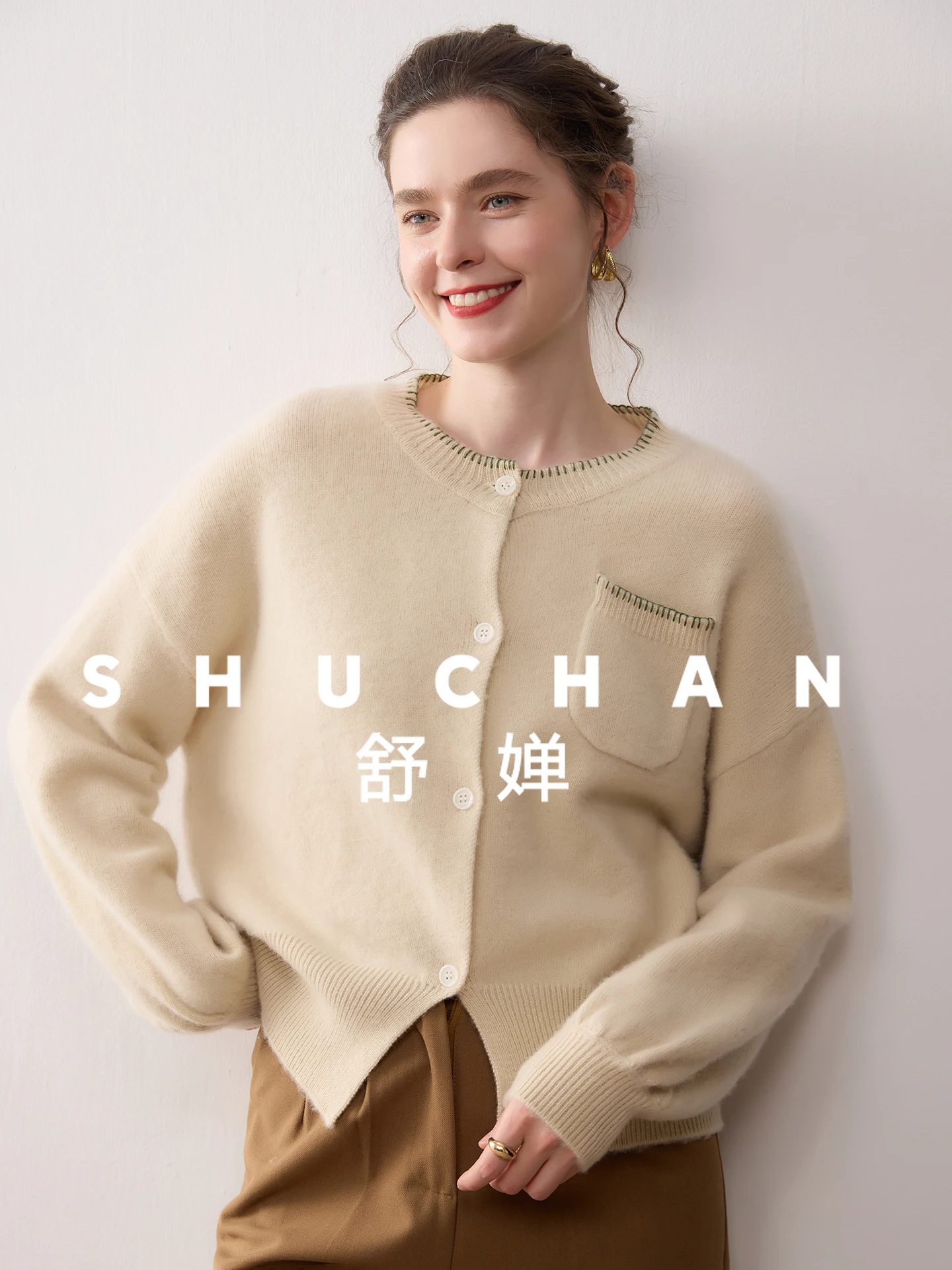 

Свободный кардиган из 100% чистого кашемира с круглым вырезом, женский мягкий восковой вязаный свитер, куртка 2021, осень и зима, новый синий