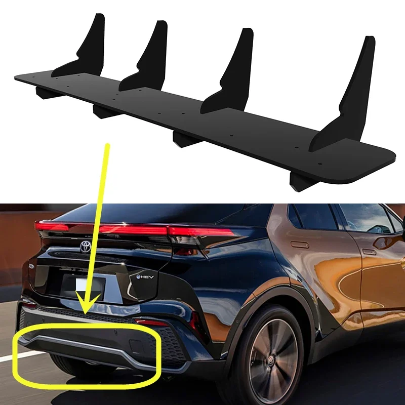 Introducing! Fit Toyota CHR 2023 2024 Year Rear Diffuser Bumper Lips Spoiler Splitter Body Kit Accessories PE Plastic Black