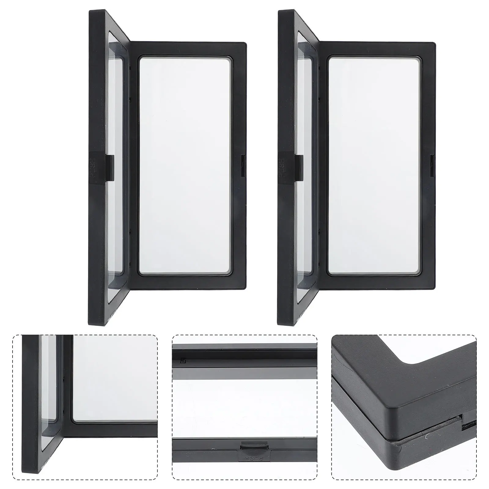 

2 Pcs Watch Storage Box Coin Display Stand Floating Holder Frame Case Transparent Pe Man