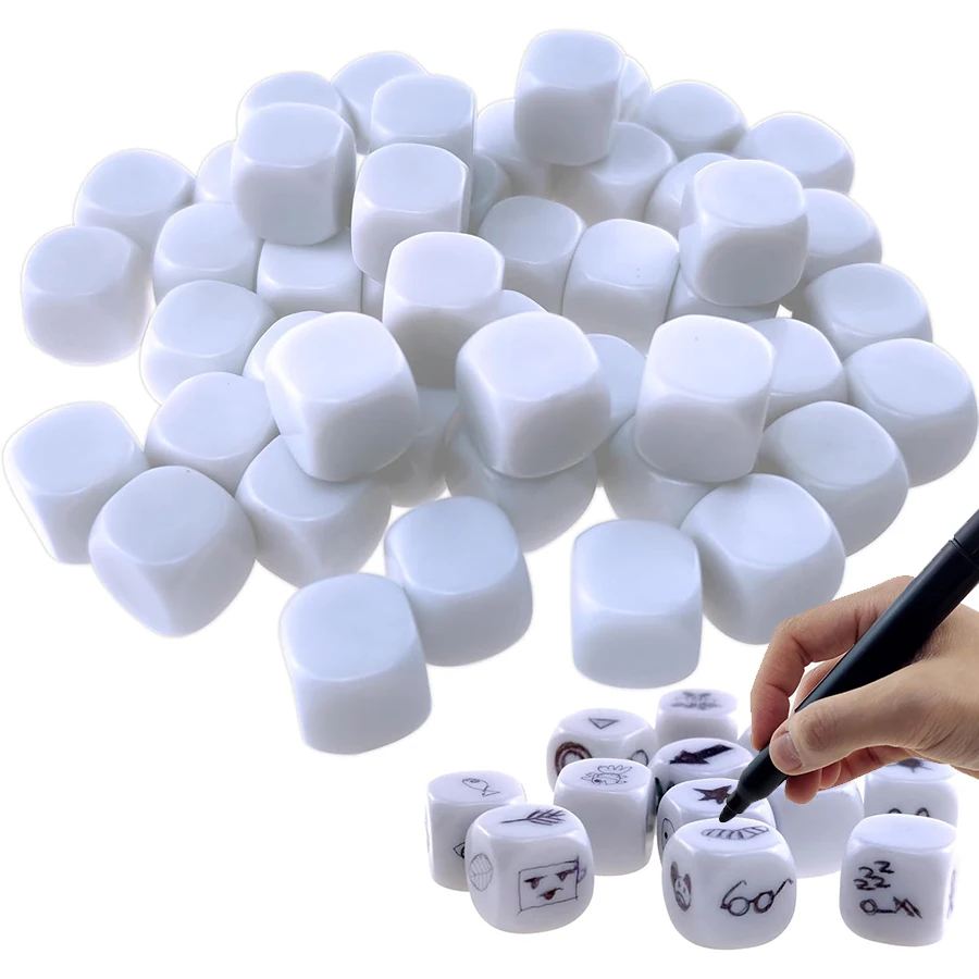 

10 шт. 16 мм пустые белые игральные кости DIY игральные кости для письма игровые поделки идеально подходят для образовательных настольных игр креативные проекты JXB