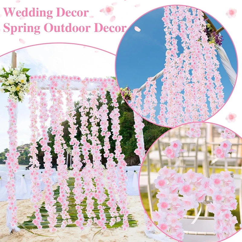 1,8 m rosa Kirschblüte künstliche Blume Seidengirlande Rebe Home Party Garten Bogen Hochzeit Hintergrund Dekoration gefälschte Blume – Detail 11