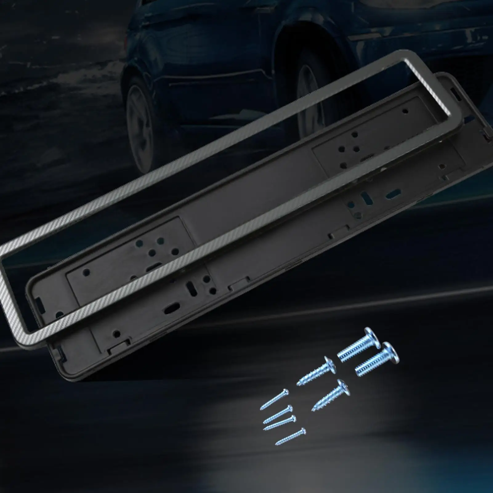

1PCS Sopen Size Black European Standard License Plate Frame Auto Accessories Waterproof Holder With Mounting License Plate