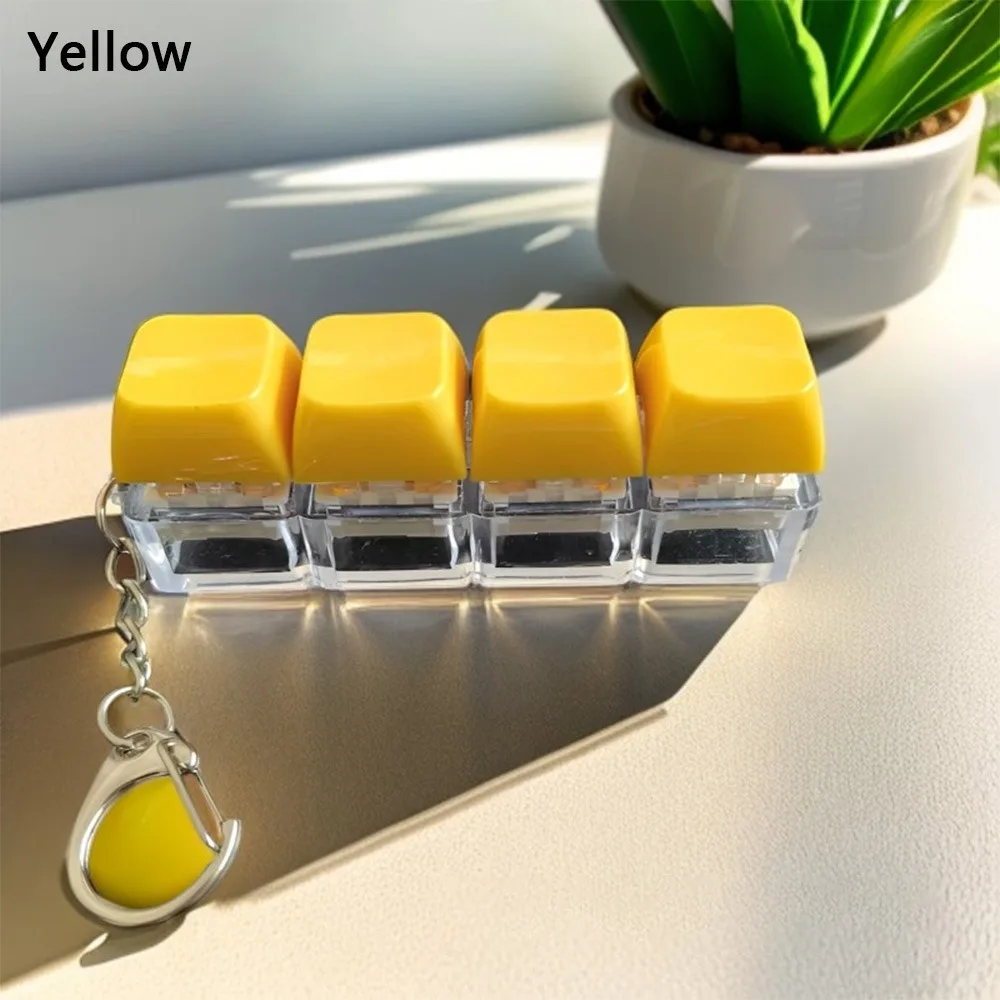 Diy Keycaps Keyboard Fidget Stress Relief with Keychain Keyboard Keychain Finger Button 4-button Shaft Tester Work Office