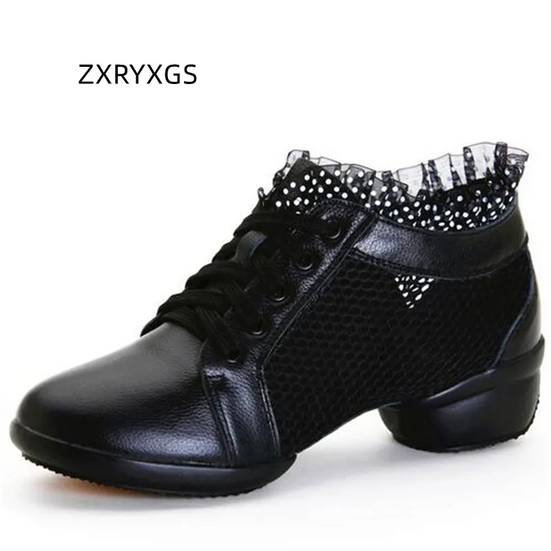 

ZXRYXGS 2023 Premium Soft Cowhide Mesh Spring Summer Boots Dance Shoes Breathable Comfort Soft Sole Dance Boot Women Ankle Boots