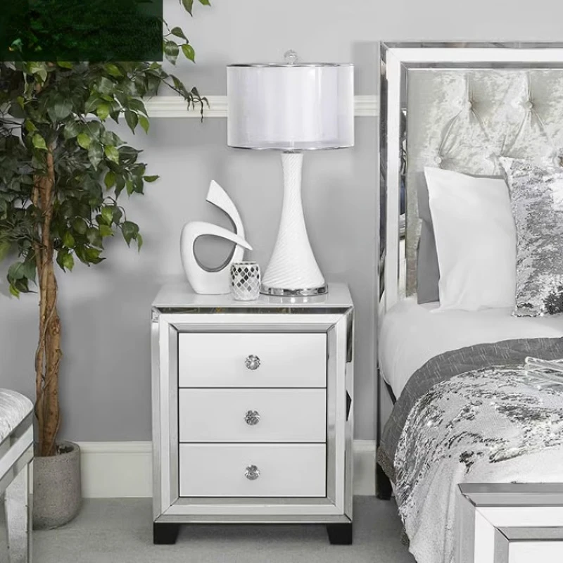 

Mirrored bedside tableMaster bedroom bedside cabinet with drawer hotel against the wall bedside cabinet boutique professional