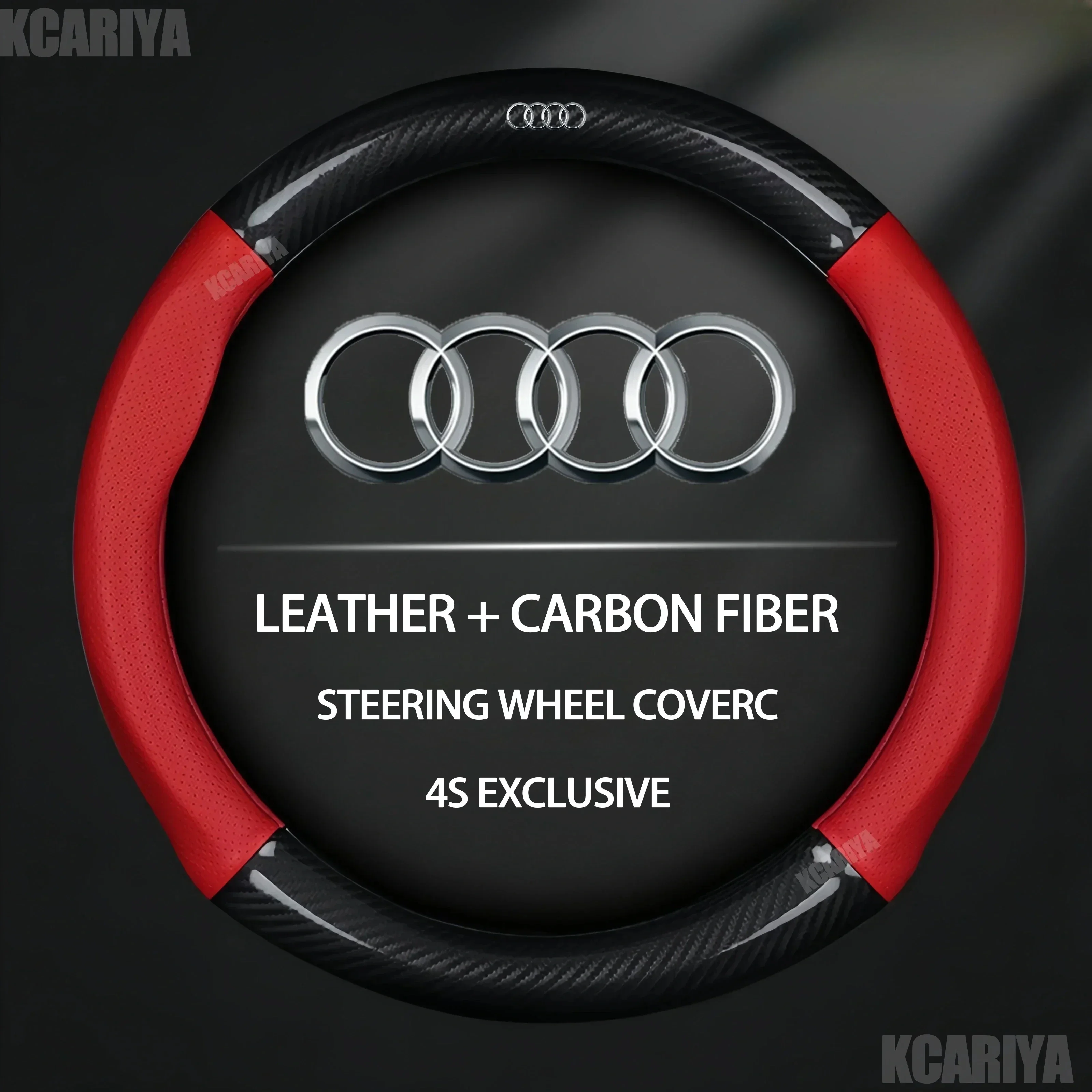 

38cm PU Leather Car Steering Wheel Cover, For Audi Q2 Q3 Q5 Q7 Q8 S4 S3 S5 S6 S8 RS6 RS4 A1 A3 A4 A5 A6 A7 A8 Auto Accessories