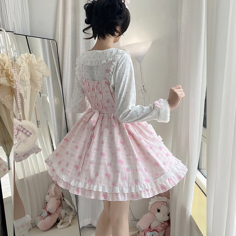Set di mantello per abito Kawaii per ragazze morbide giapponesi Set di vestiti con cinturino Lolita per festa di compleanno per donna nuova ragazza autunno JSK
