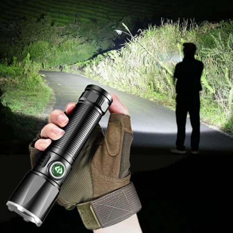 1 PCS Zoomable Rechargeable Flashlight Powerful Handheld Flashlight With 4 Modes