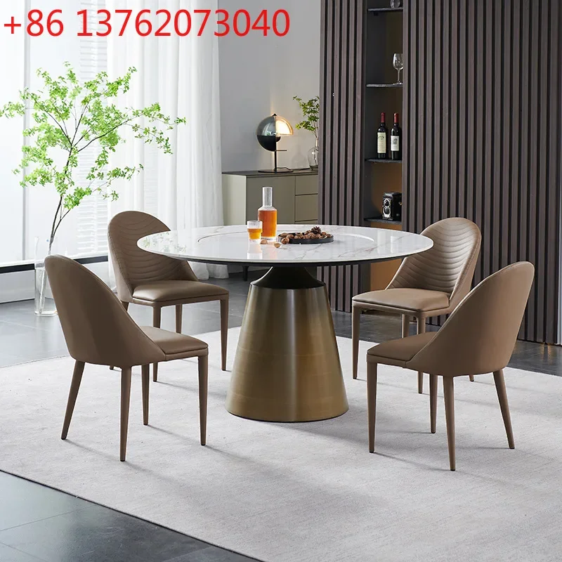 Dining table rotating furniture embedded rock slab designer extreme rock slab round minimalist rock slab dining table