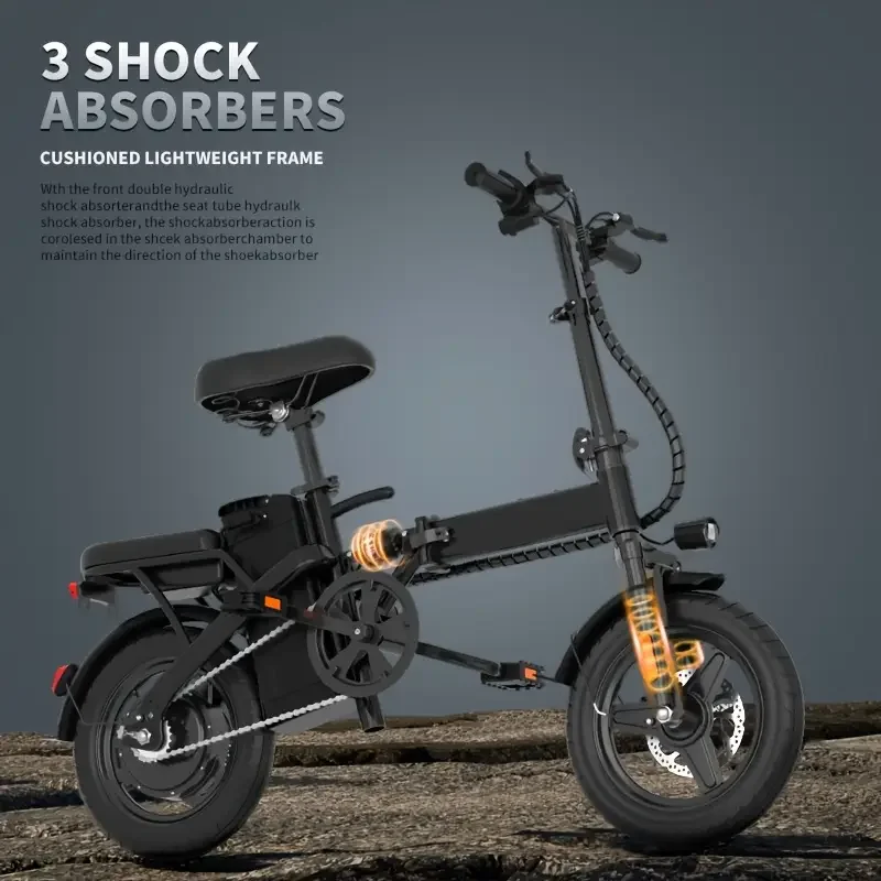 Electric Mountain Folding Bike For Adults, 400W Peak Motor Electric Dirt Bike For Adults, 14" Cheap Ebike, 19.7 MPH Commuter E Bikes, 19.7 Miles Range Electric Ebike, 10.3AH 48V Battery, Adults Electric Motorcycle Foldable Electric Bicycle image 4