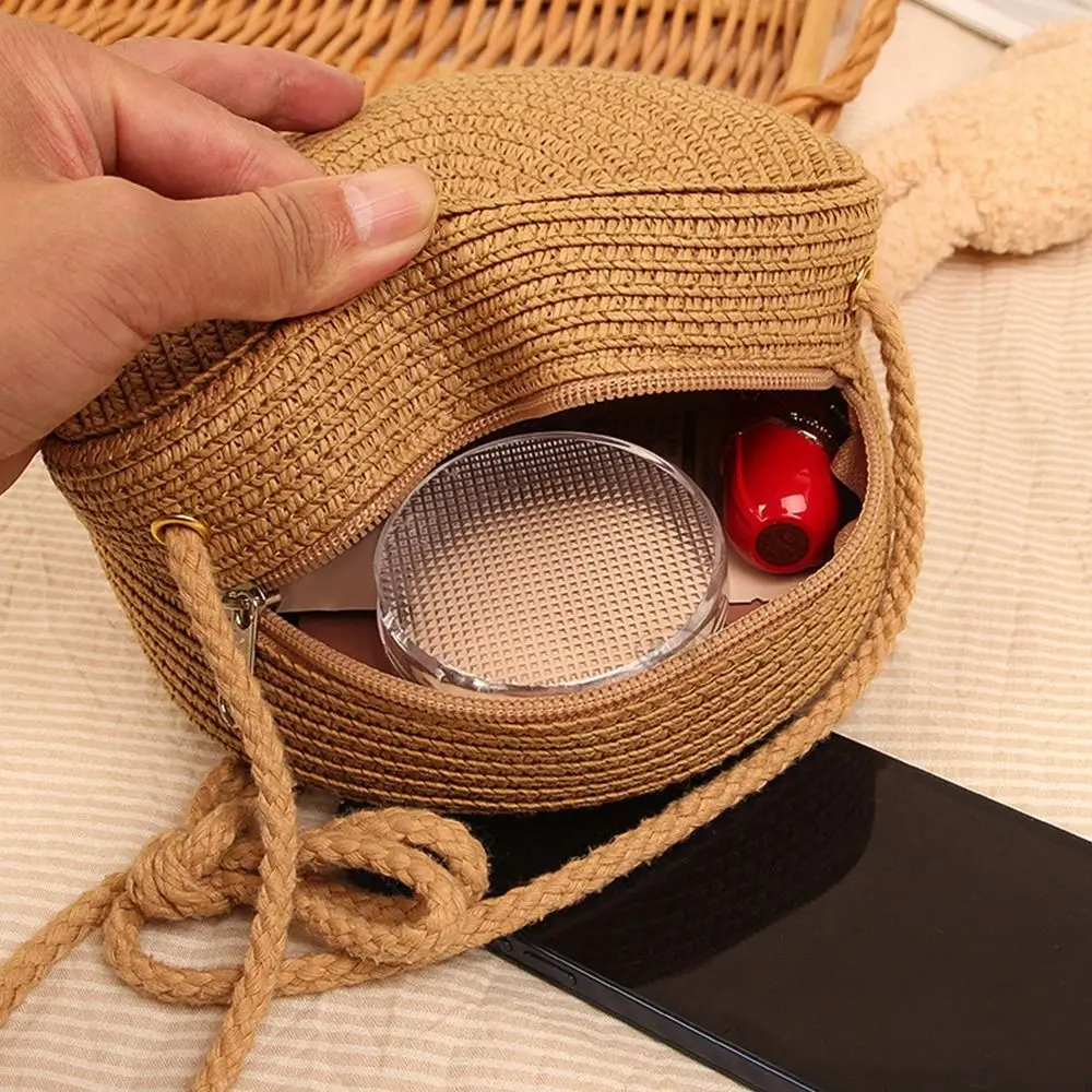Fashion Round Shoulder Bags Straw Handbag Straw Bag Straw Woven Summer Beach Bag