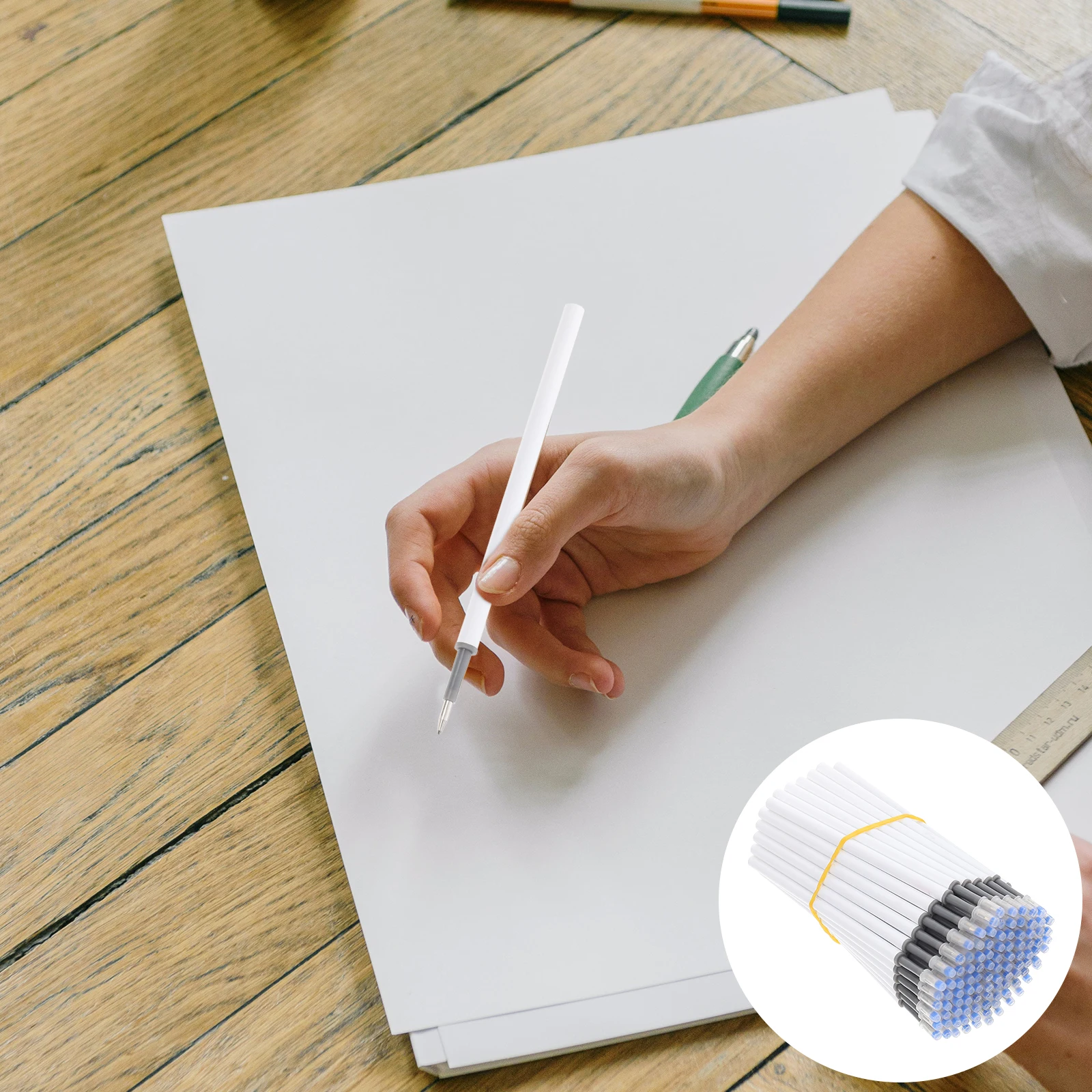 100Pcs Plastic Gel Pen Refills Smooth Ink Write Clean Easy Replace for Notes Pen Refills Refill Replacements