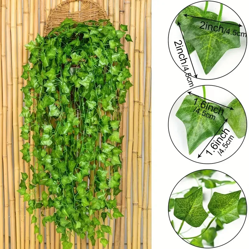 Artificial Green Ivy Leaf Rattan Creeper Leaves Vine Hanging Garland DIY Fake Flowers Plants for Garden Wedding Party Home Decor - view 3