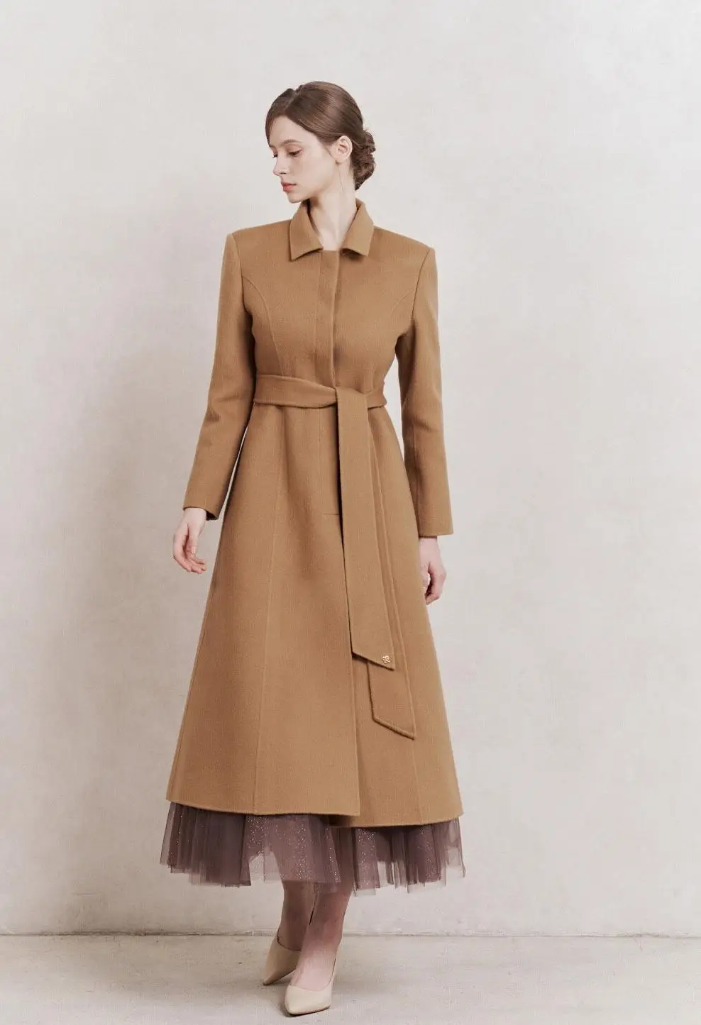 أزياء المرأة معطف الكشمير هيبورن نمط عباءة الشتاء السيدات خارج ارتداء تخفيف الدافئة طويلة خندق مخصص #4