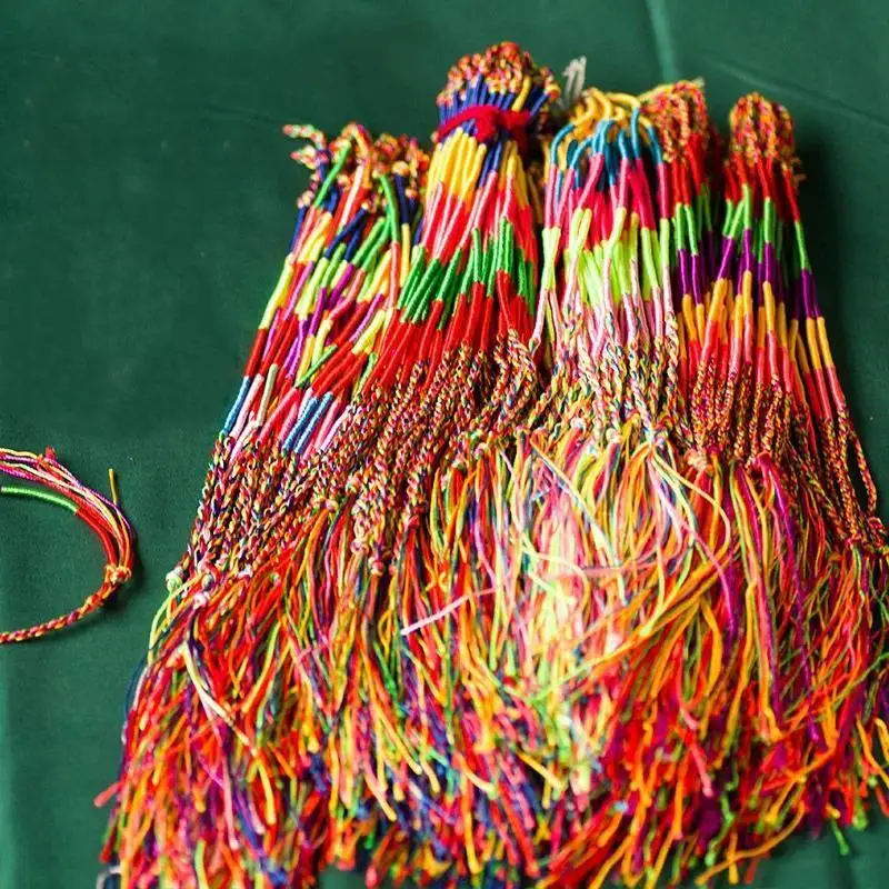 10Pcs/Set Multicolor Bracelets Rope Rainbow Color Mix Braid Tassel Bracelet For Women Men Thread Knot Hand-woven Gift Random