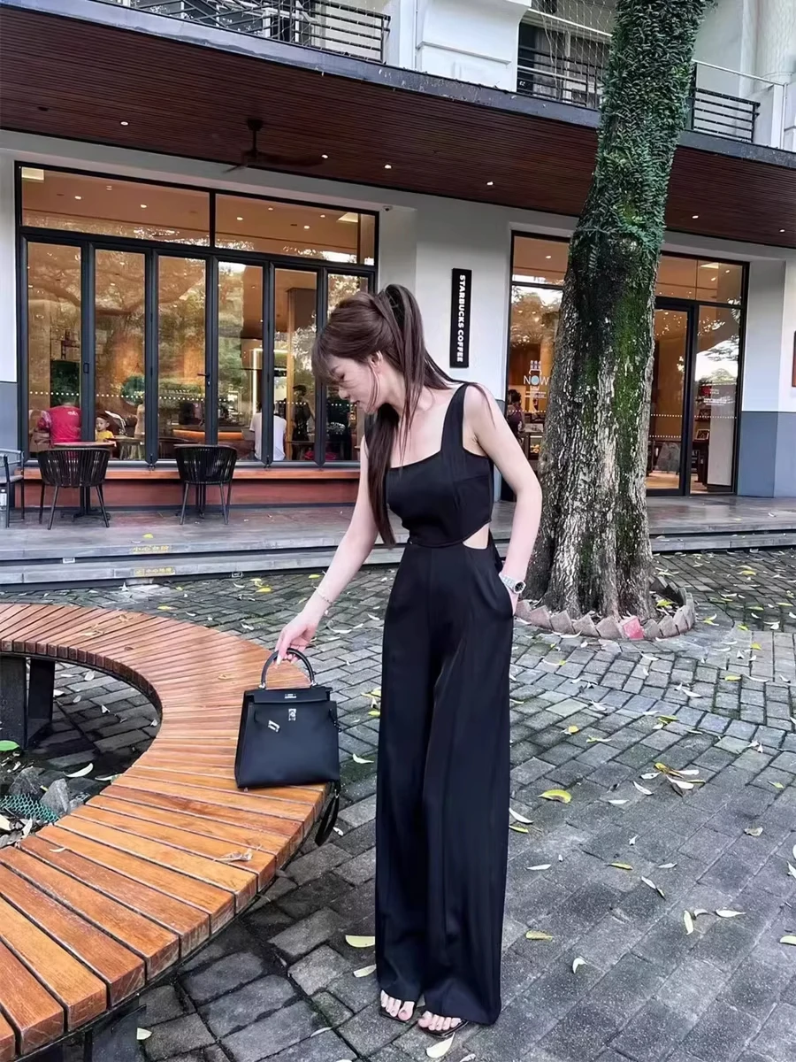 

Женский летний комбинезон 2026 года: дизайнерская новинка, драпированные брюки-шаровары с эффектом утяжки на талии, прямые штанины с вырезами на талии