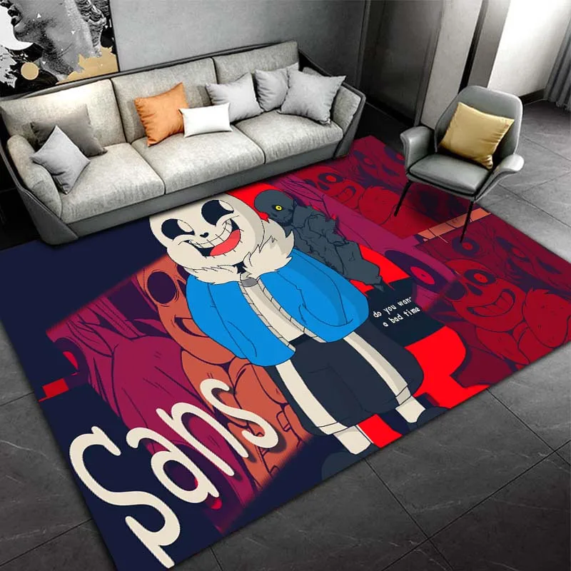 Undertale Video Game Skull Rug Carpet for Living Room Bedroom Flannel Sponge Game Room Mat Absorbent Home Decor Hallway Rug Gift