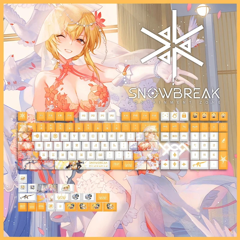 

Project Snow Anime Keycaps 128key Cute Coronet Customization Cherry Profile Cartoon Gaming Keycaps for Mechanical Keyboard Gift