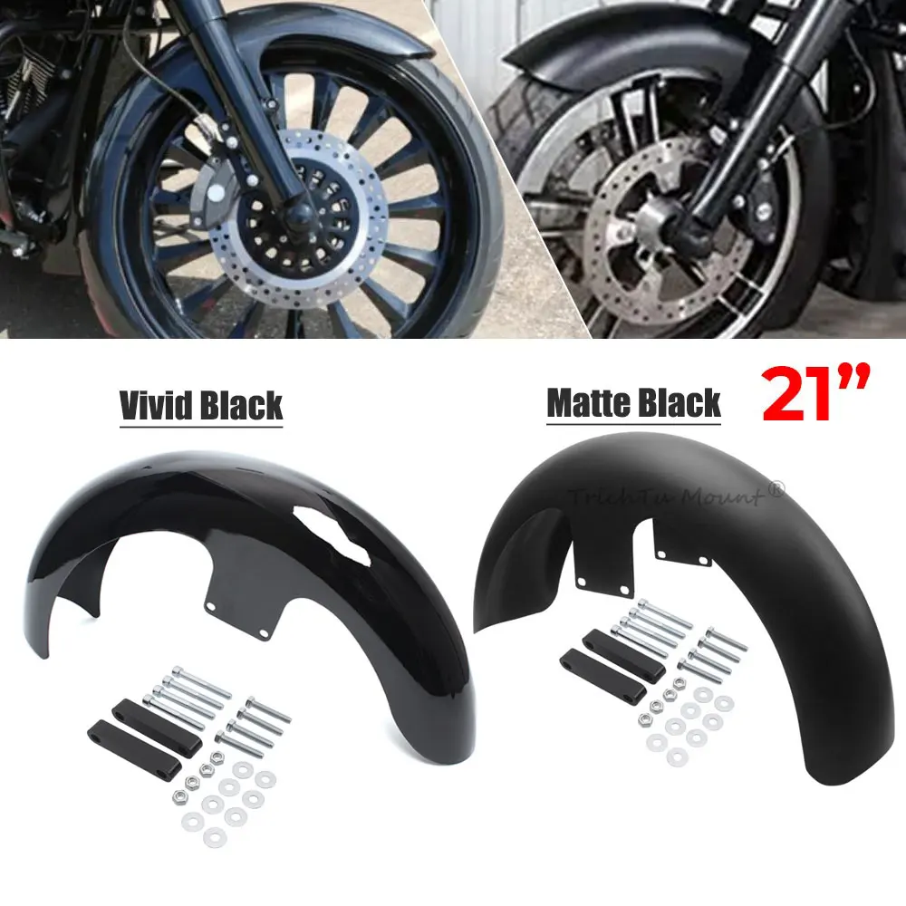 

21" Vivid/ Matte Black Wheel Wrap Front Fender For Harley Touring Road King Electra Street Glide Motorcycle Mudguards Cover